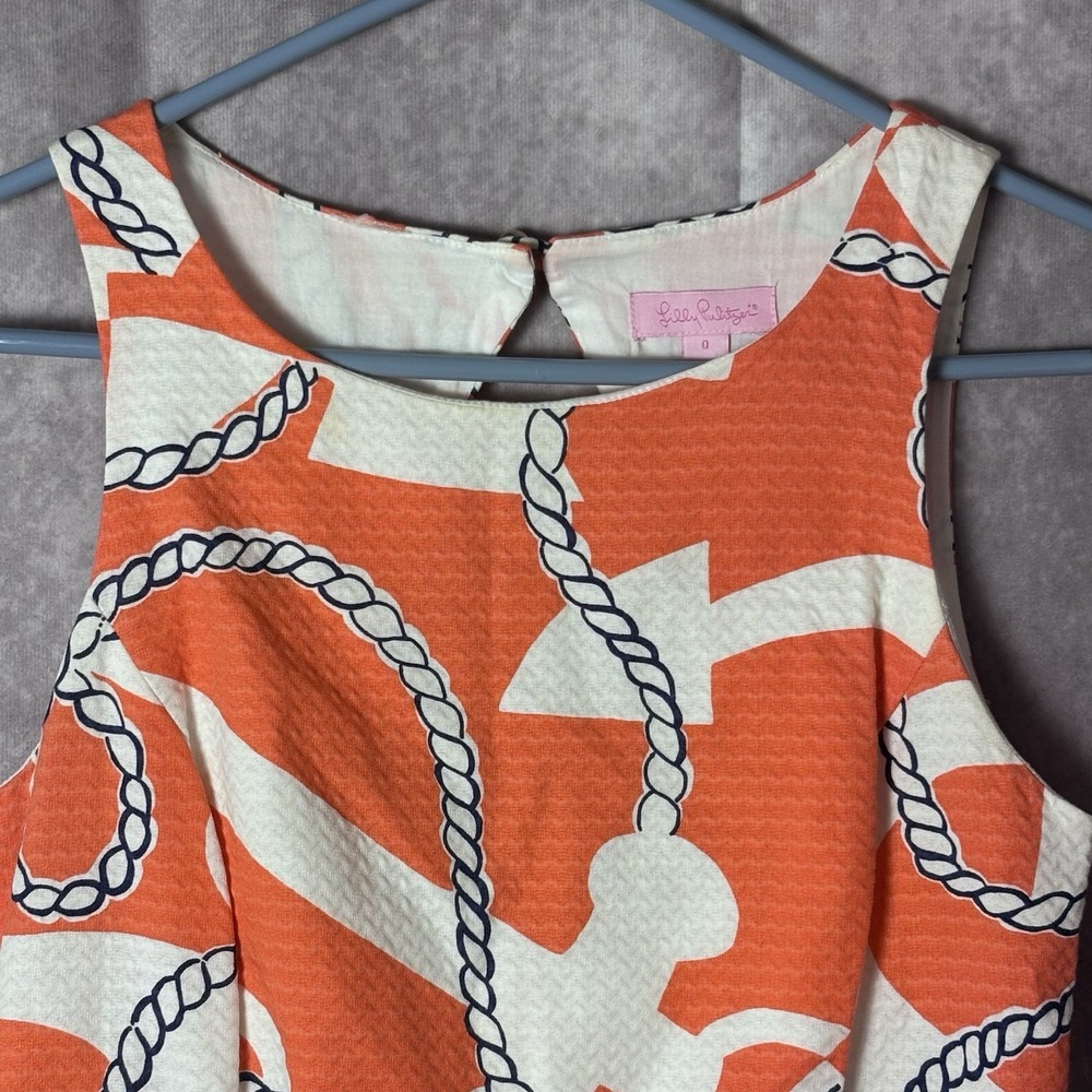 Lilly Pulitzer Orange and White Rope Print Mini Dress - Picture 3 of 6